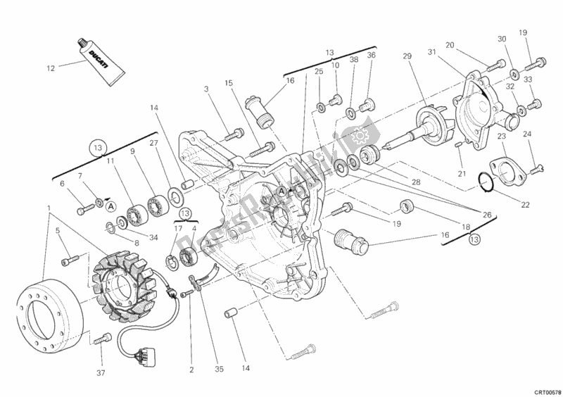Tutte le parti per il Coperchio Del Generatore del Ducati Multistrada 1200 ABS USA 2011